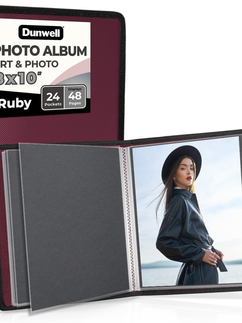 Dunwell Photo Album 8x10 (Ruby) with Black Mounting Paper, 8 x 10 Photo & Art Po